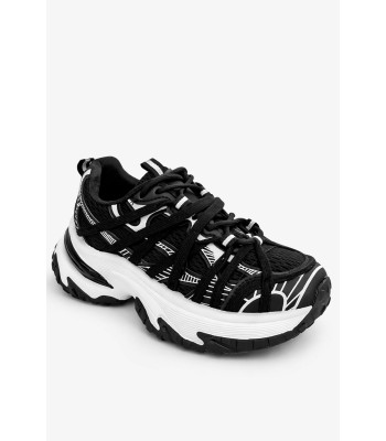 Μαύρο sneaker chunky με σχέδια και ενισχυμένη σόλα
