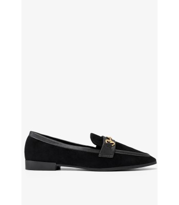 Μαύρο loafer με χρυσή αγκράφα