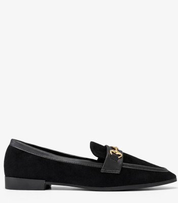 Μαύρο loafer με χρυσή αγκράφα