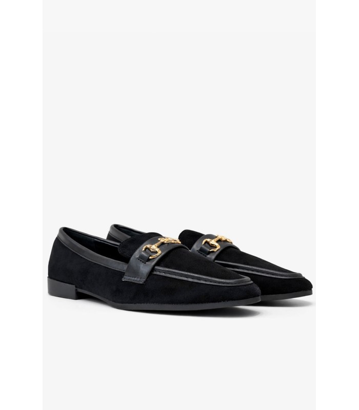 Μαύρο loafer με χρυσή αγκράφα