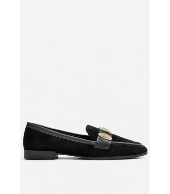 Μαύρο loafer με χρυσά διακοσμητικά