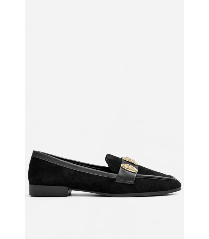 Μαύρο loafer με χρυσά διακοσμητικά