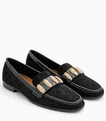 Μαύρο loafer με χρυσά διακοσμητικά