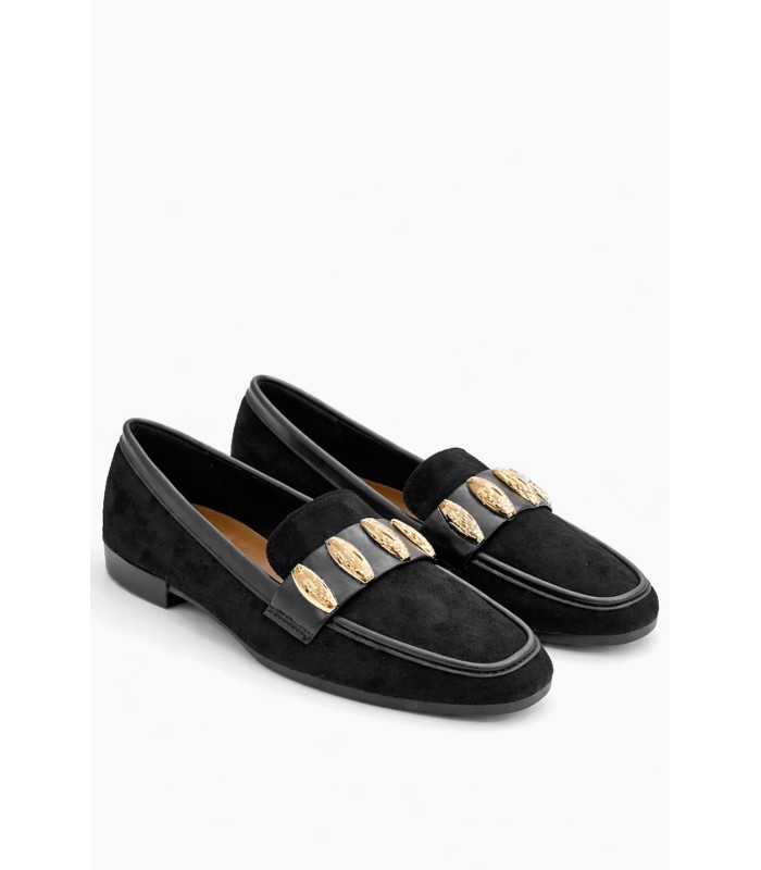 Μαύρο loafer με χρυσά διακοσμητικά