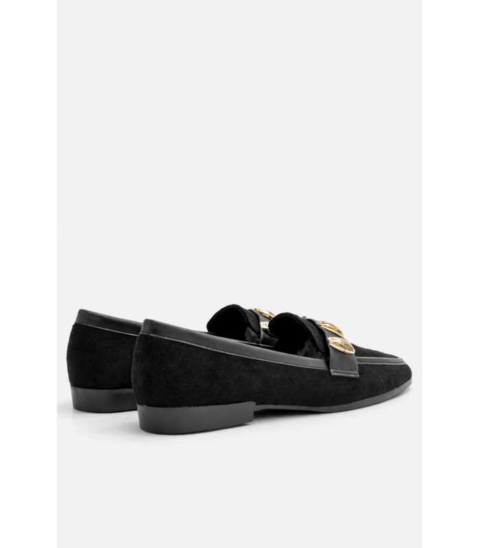 Μαύρο loafer με χρυσά διακοσμητικά