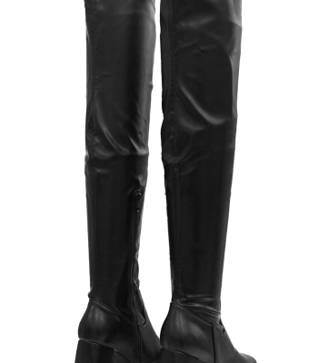 Μαύρες μπότες με ψηλό τακούνι over the knee