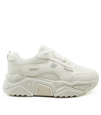 Λευκά chunky sneakers γυναικεία με χοντρή σόλα και sporty design