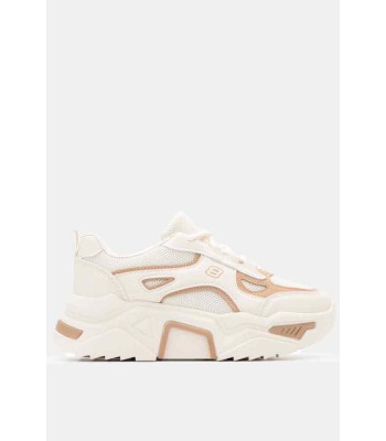 Μπεζ chunky sneakers γυναικεία με χοντρή σόλα και sporty design