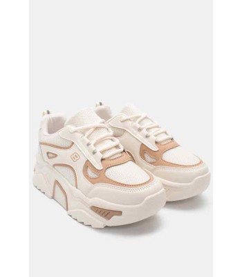 Μπεζ chunky sneakers γυναικεία με χοντρή σόλα και sporty design