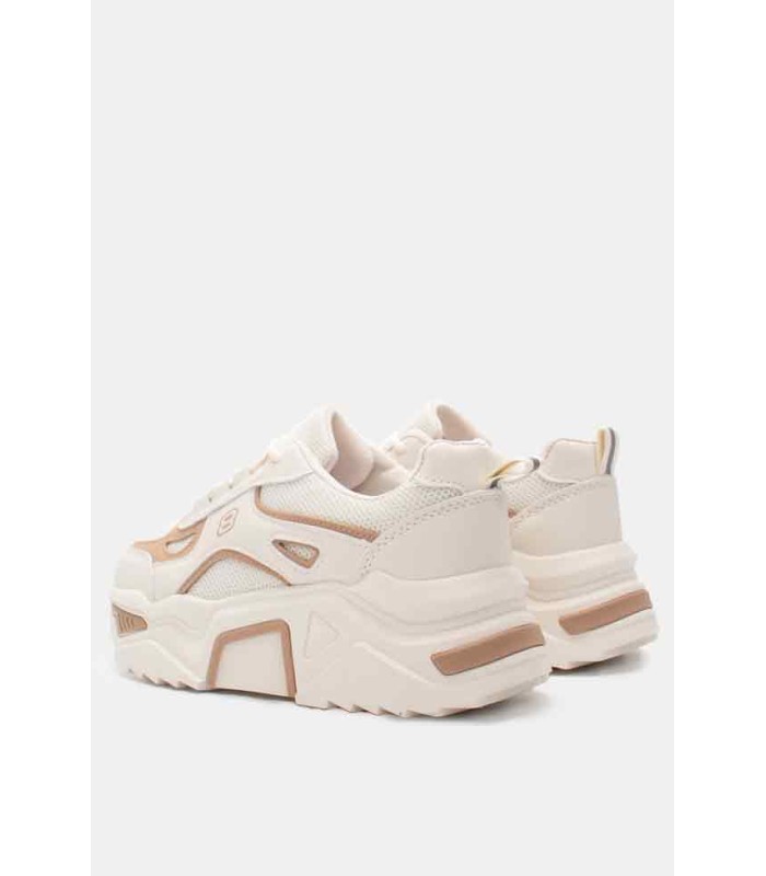 Μπεζ chunky sneakers γυναικεία με χοντρή σόλα και sporty design