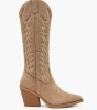 Μπεζ cowboy μπότες suede με κεντήματα
