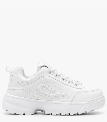 Λευκά chunky sneakers με τρακτερωτή σόλα