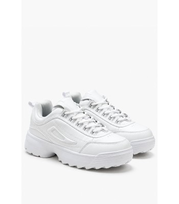 Λευκά chunky sneakers με τρακτερωτή σόλα