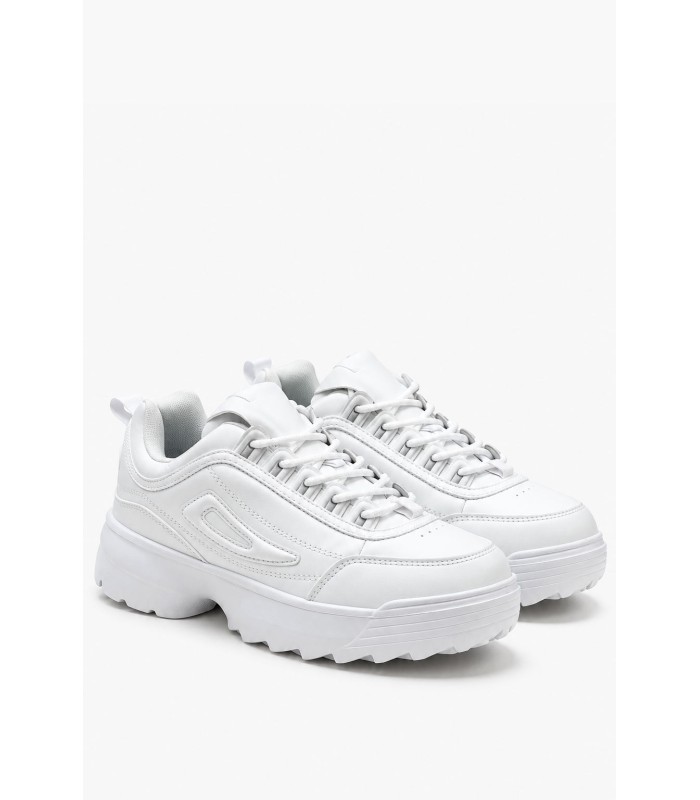 Λευκά chunky sneakers με τρακτερωτή σόλα