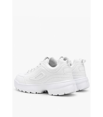 Λευκά chunky sneakers με τρακτερωτή σόλα