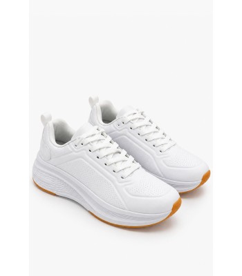 Λευκά sneakers με running σχεδιασμό και ανατομική σόλα