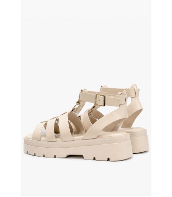 Μπεζ gladiator σανδάλια με chunky σόλα και αγκράφα