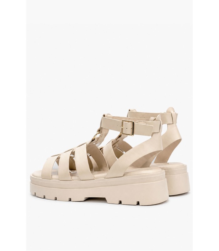 Μπεζ gladiator σανδάλια με chunky σόλα και αγκράφα