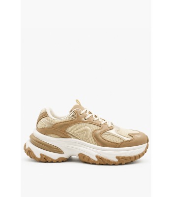 Μπεζ γυναικείο chunky sneaker με λευκή σόλα