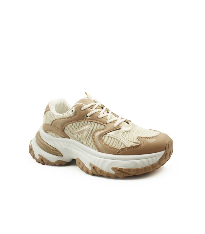 Μπεζ γυναικείο chunky sneaker με λευκή σόλα