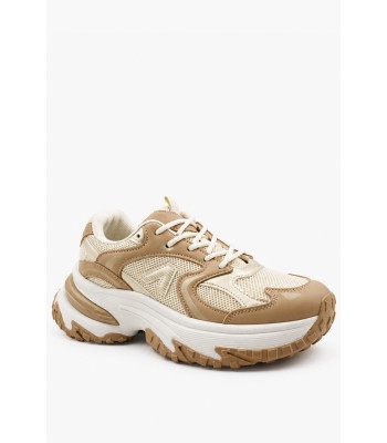 Μπεζ γυναικείο chunky sneaker με λευκή σόλα