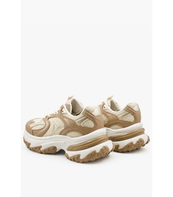 Μπεζ γυναικείο chunky sneaker με λευκή σόλα