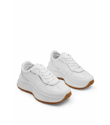 Γυναικεία sneakers σε λευκό χρώμα με χοντρή σόλα