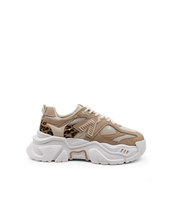 Μπεζ chunky sneakers με λεοπαρ λεπτομέρειες