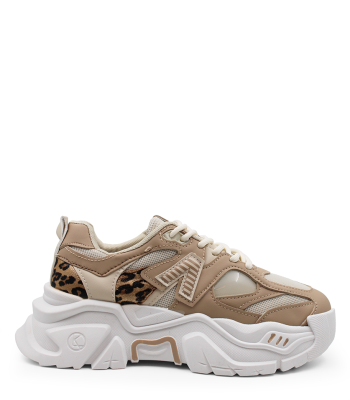 Μπεζ chunky sneakers με λεοπαρ λεπτομέρειες