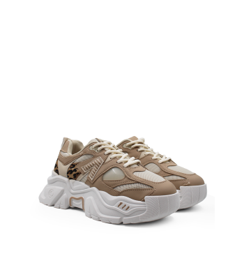 Μπεζ chunky sneakers με λεοπαρ λεπτομέρειες