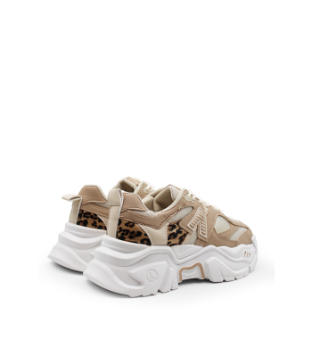 Μπεζ chunky sneakers με λεοπαρ λεπτομέρειες