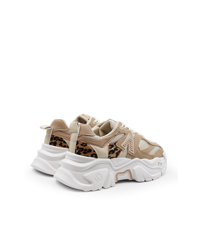 Μπεζ chunky sneakers με λεοπαρ λεπτομέρειες