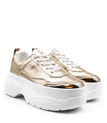 Χρυσά sneakers με χοντρή chunky σόλα