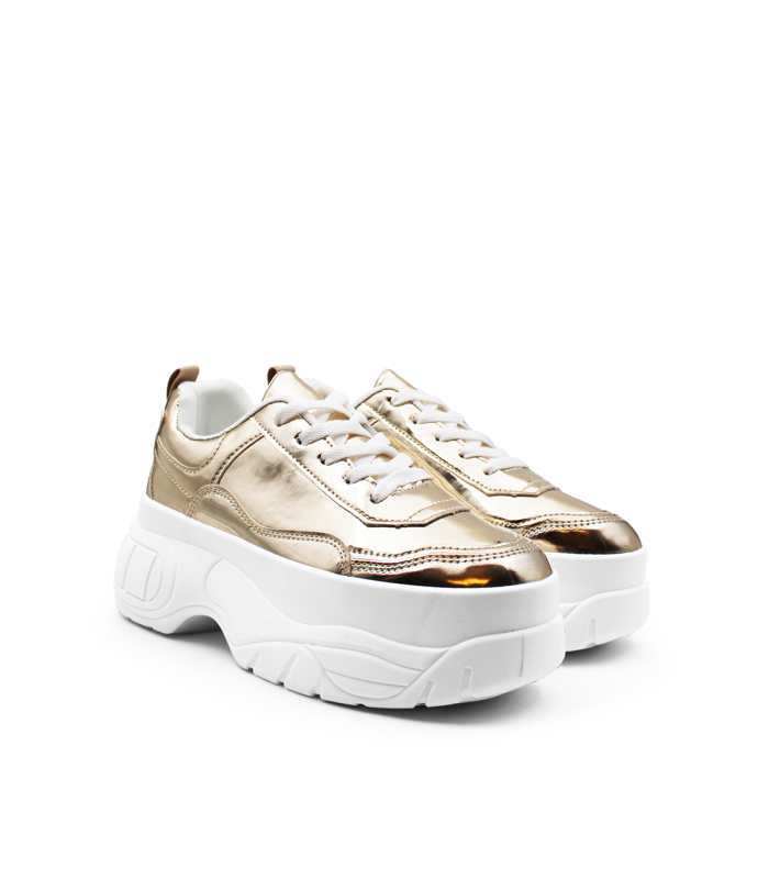 Χρυσά sneakers με χοντρή chunky σόλα