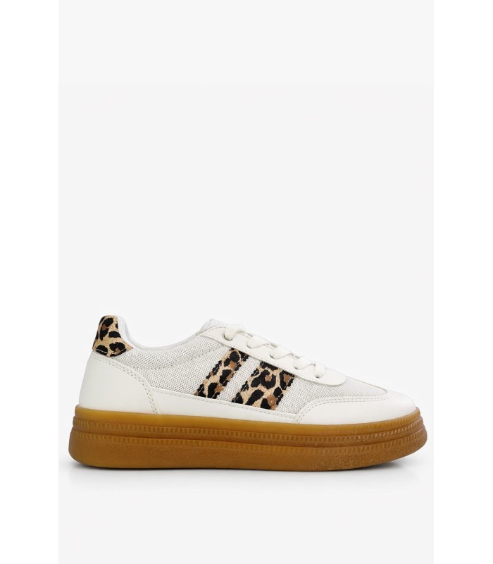 Λευκό sneaker με λεοπάρ λεπτομέρειες και gum σόλα