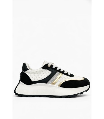 Λευκό sneaker με chunky σόλα και χρυσές λεπτομέρειες