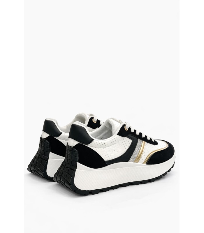 Λευκό sneaker με chunky σόλα και χρυσές λεπτομέρειες