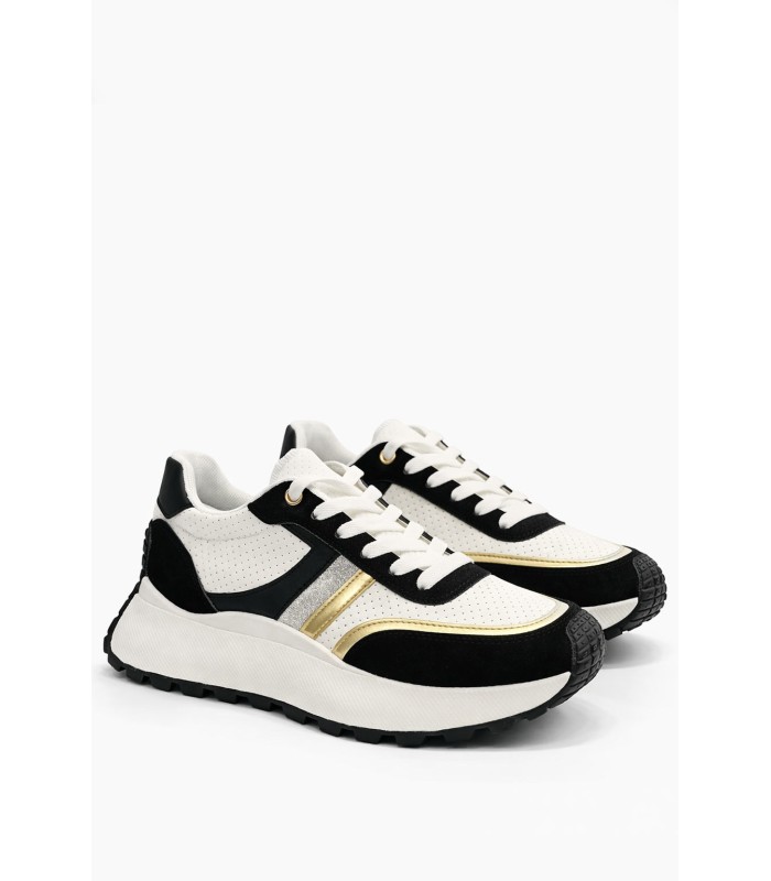 Λευκό sneaker με chunky σόλα και χρυσές λεπτομέρειες