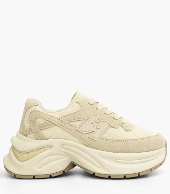 Μπεζ sneaker με chunky σόλα και αθλητικό σχεδιασμό