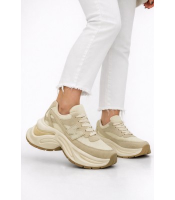 Μπεζ sneaker με chunky σόλα και αθλητικό σχεδιασμό