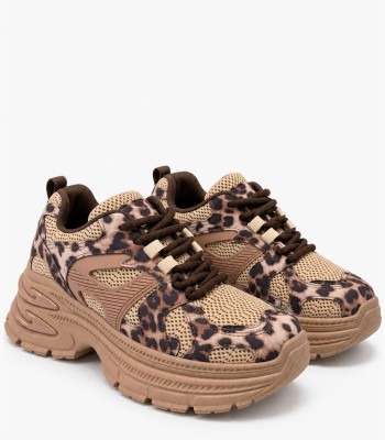 Leopard chunky sneakers με χοντρή σόλα