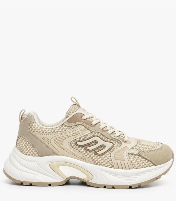 Μπεζ sneakers με chunky σόλα και mesh λεπτομέρειες