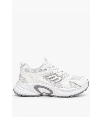 Λευκά sneakers με chunky σόλα και mesh λεπτομέρειες