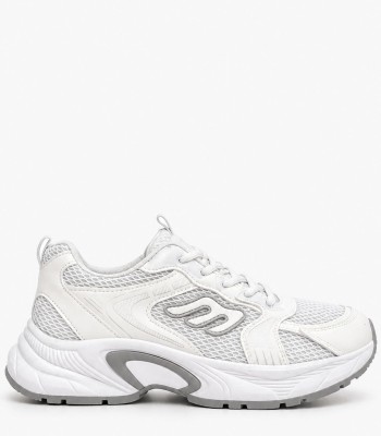 Λευκά sneakers με chunky σόλα και mesh λεπτομέρειες