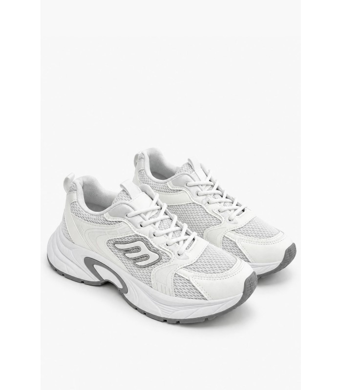Λευκά sneakers με chunky σόλα και mesh λεπτομέρειες
