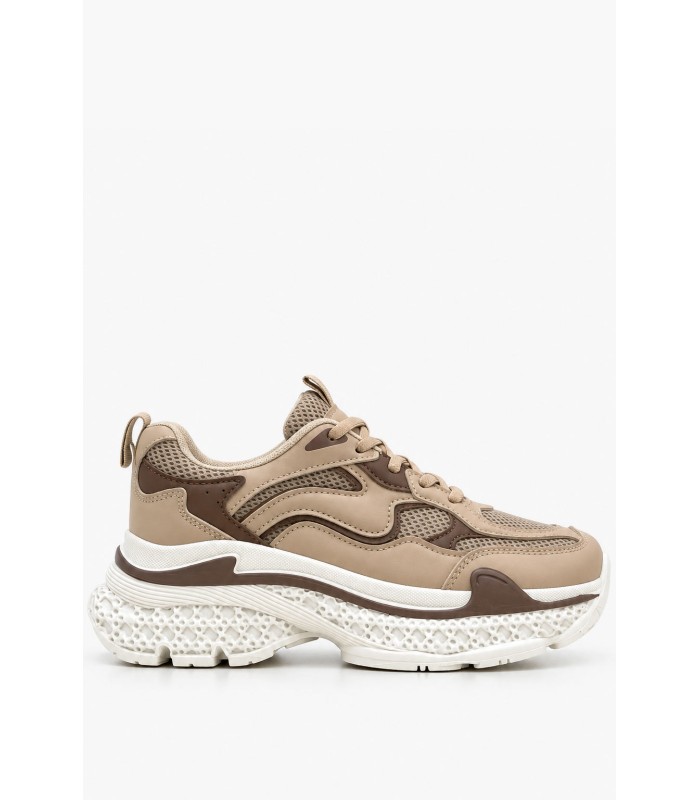 Μπεζ chunky sneakers με καφέ λεπτομέρειες
