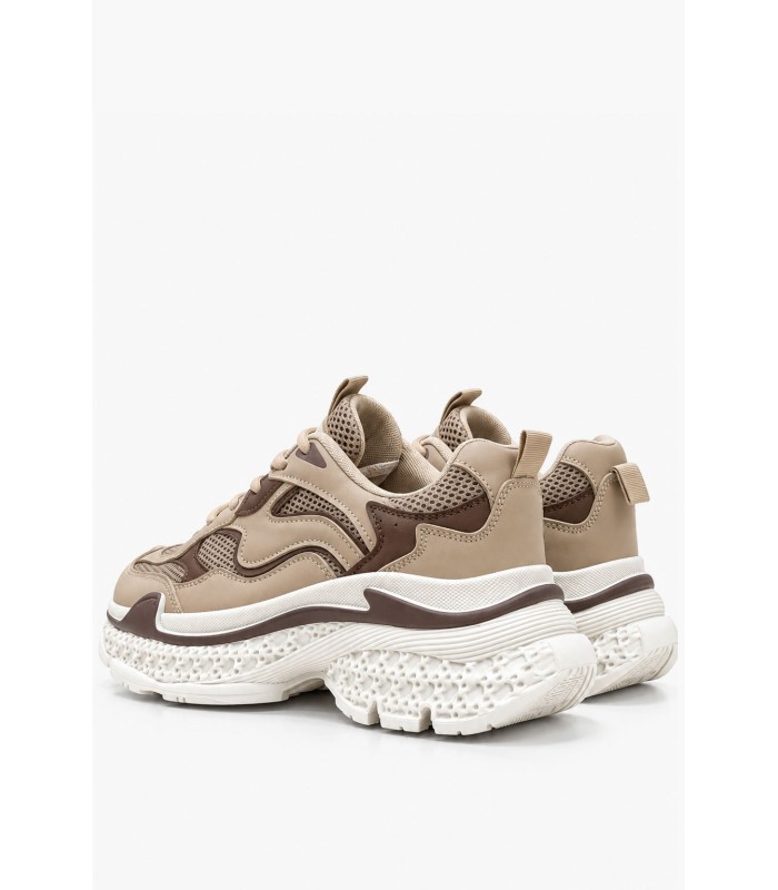 Μπεζ chunky sneakers με καφέ λεπτομέρειες