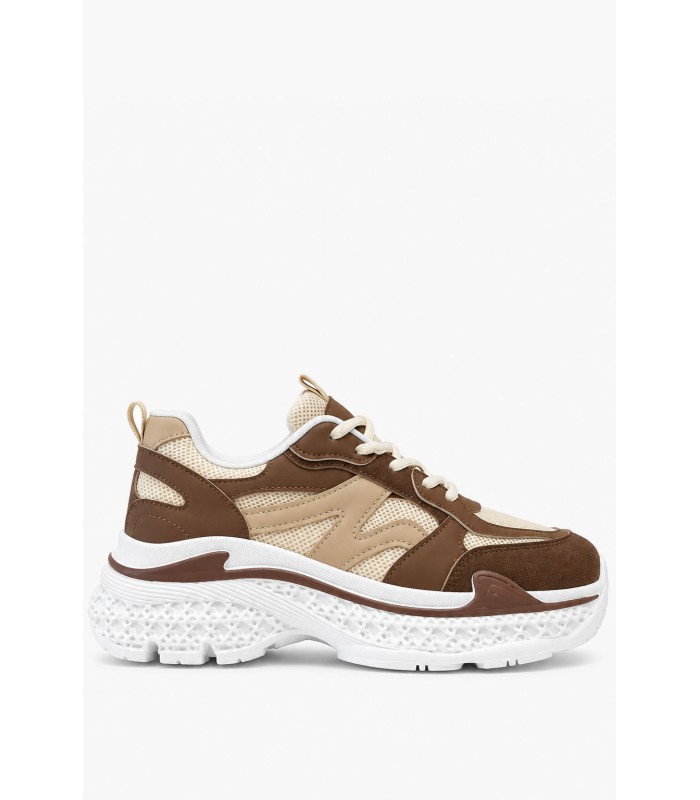 Καφέ chunky sneakers με μπεζ λεπτομέρειες