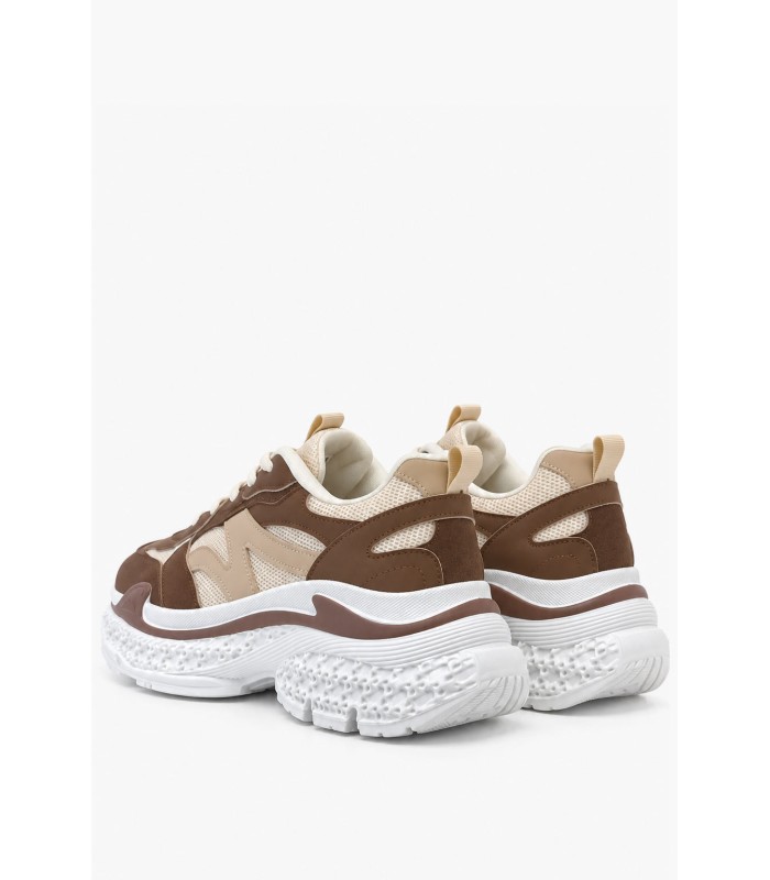 Καφέ chunky sneakers με μπεζ λεπτομέρειες