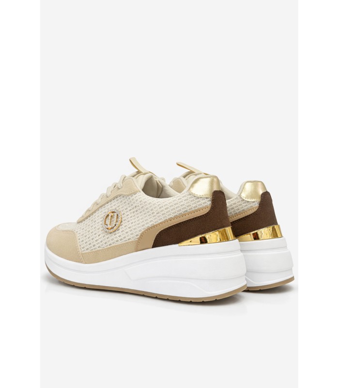 Μπεζ sneaker με mesh και υπερυψωμένη σόλα